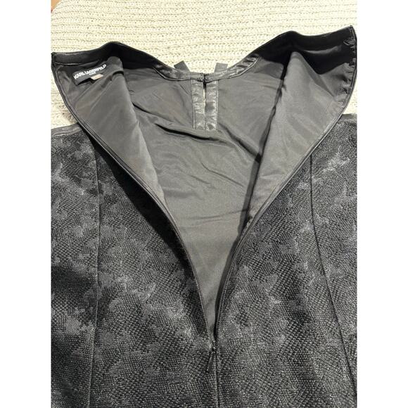 Karl Lagerfeld Paris Tweed Shift Dress Bow Lace Wool Sz 10 Lined Black MSRP $149 - Picture 8 of 15
